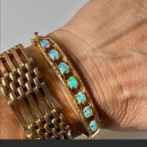 14k Gold Australian opal bangle bracelet
